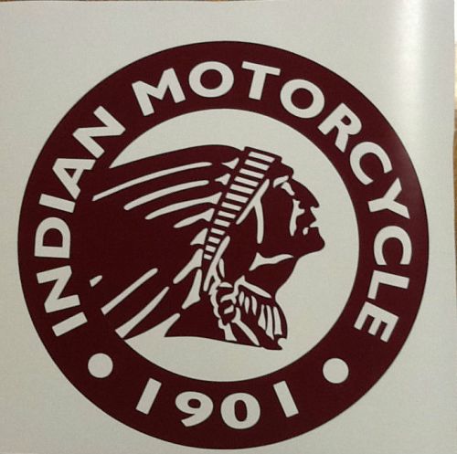 Indian motorcycle, large round dark red logo, vinyl decal sticker - 12&#034; diameter