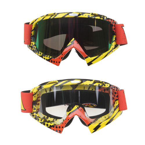Motorcycle motocross atv off road mx raciing goggles clear colored lens yellow