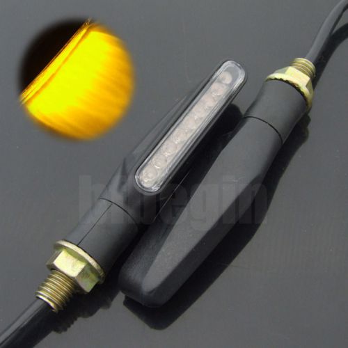 2x universal motorcycle black led turn signal indicators amber light blinker new