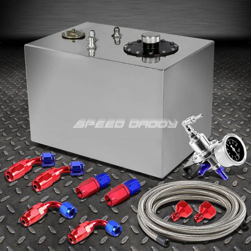 12 gallon top-feed aluminum fuel cell tank+cap+steel line kit+pressure regulator