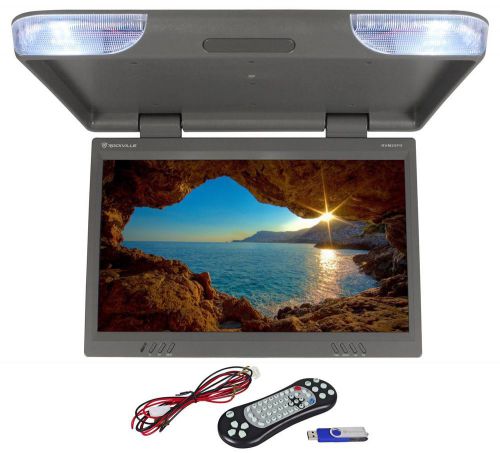 Rockville rvm25fd-gr 25&#034; tft grey flip down car monitor w/ usb/sd/video games