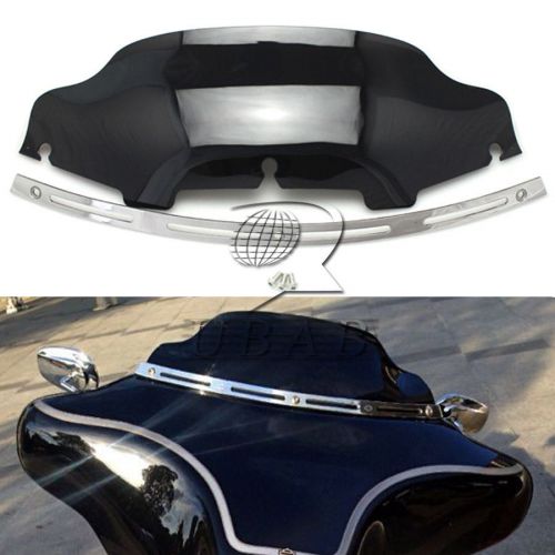 Slotted stock batwing trim + 6&#034; black windshield for harley touring glide 96-13