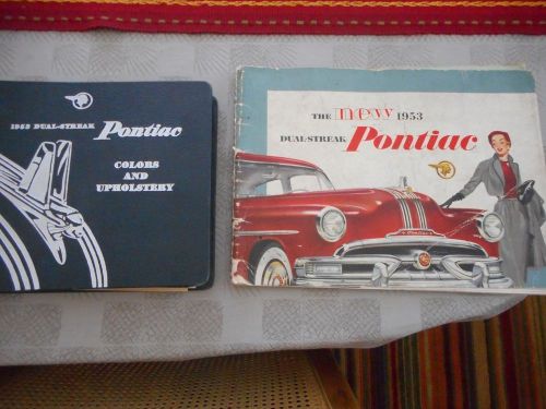 1953 pontiac dealer color and upholstery album and dealer option book 53  (pair)