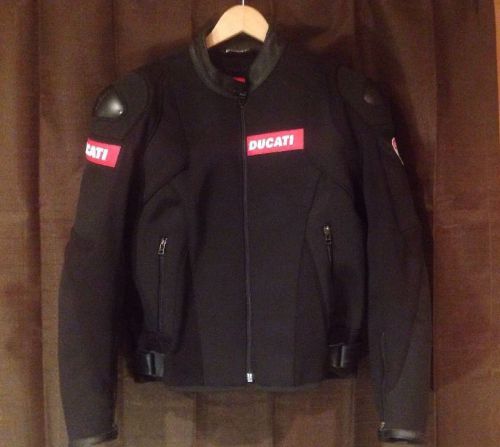 Ducati by dainese textile black motorcycle jacket 54 w/shoulder &amp; arm armor.