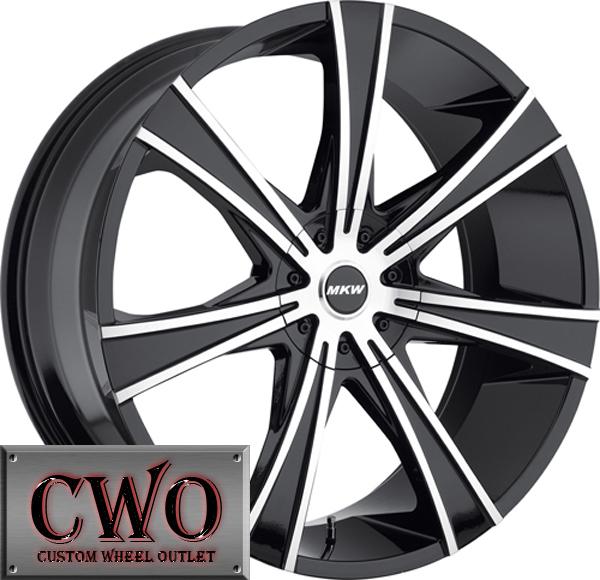 22 black mkw m108 wheels rims 5x115/5x120 5 lug 300 charger bmw challenger