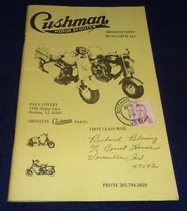 Rare cushman series motor scooter obsolete parts booklet free u.s. shipping