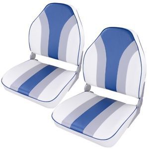 New 2x folding high marine back boat seats deluxe bucket seats for fishing blue