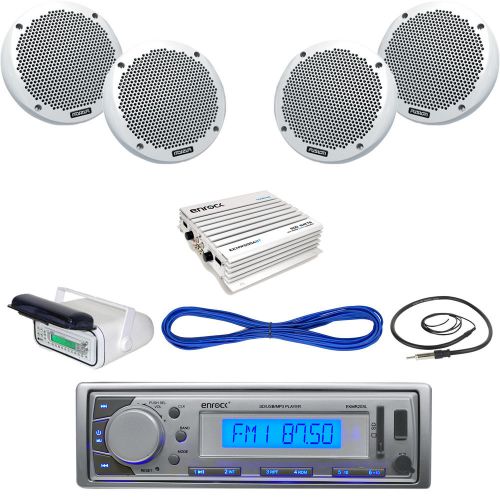 Silver marine usb am fm radio,housing, 6&#034; 150w speakers/wire, antenna, 400w amp