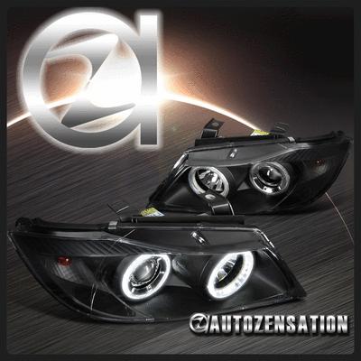 06-08 bmw e90 3-series 4dr sedan black dual halo projector headlights