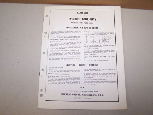 1958 evinrude outboard factory parts list 450 four fifty boat motor