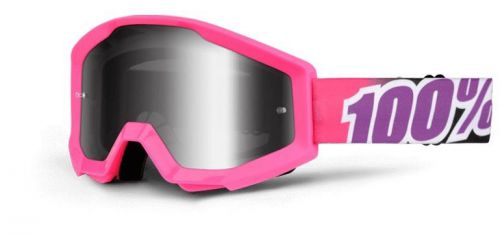 100% strata mx goggles mirror lens bubble gum pink/silver