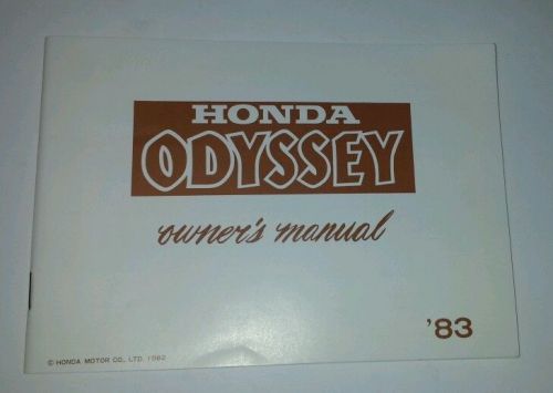 Honda owner&#039;s manual; 1983 odyssey