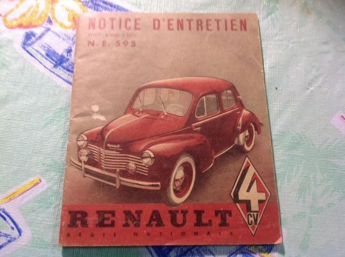 1950 renault 4 750 c.c.    owners manual  original (french)