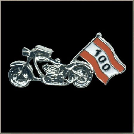 100th birthday polished biker pin