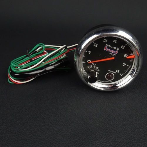 Summit racing tachometer 0-8,000 3 1/2&#034; dia black w/chrome bezel w/ shift light