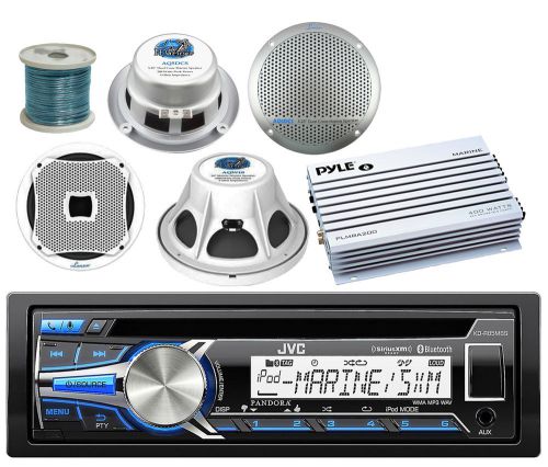 Marine 5.25&#034;speakers, 10&#034;sub w/wiring, bluetooth usb cd marine radio, amplifier