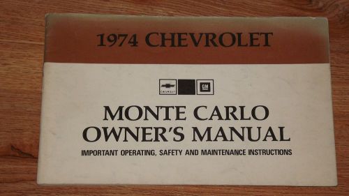 1974 monte carlo owners manual ( glovebox manual )