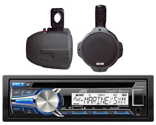 8&#034; 300w black wakeboard marine speakers, bluetooth usb cd aux marine receiver