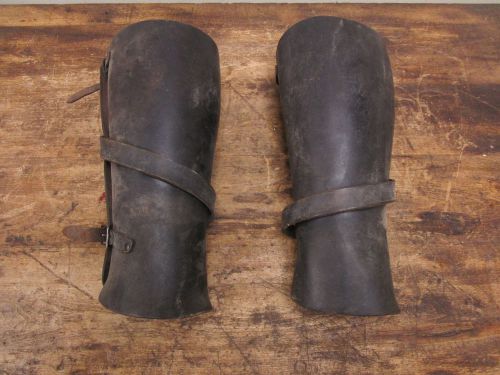 Vintage motorcycle half chaps; shin guards; leather legs; protective gear