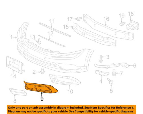 Honda oem 2012 civic front bumper-lamp bezel left 71107tr7a01zg