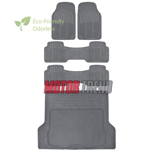 Odorless hd eco-free rubber floor mats van suv truck w/ cargo liner gray