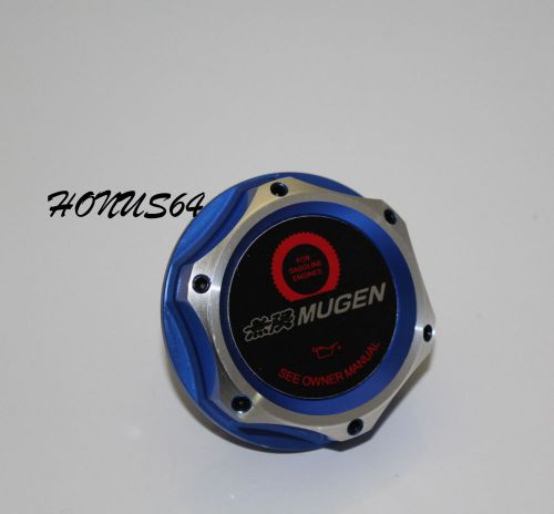 Jdm honda/acura mugen blue aluminum engine oil cap fit civic accord s2000 si rsx