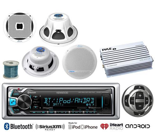 Marine amplifier,bluetooth usb marine radio/remote,5.25&#034;speakers&amp;10&#034; sub w/wires