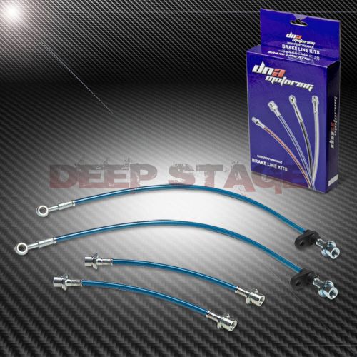 Stainless ss braided hose racing brake line 03-08 toyota corolla e110/e120 blue