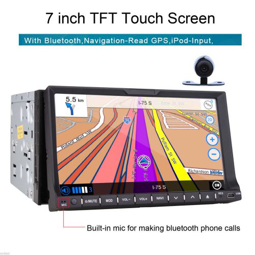 7&#034; touch screen 2 din car gps stereo dvd player bluetooth radio steering+camera