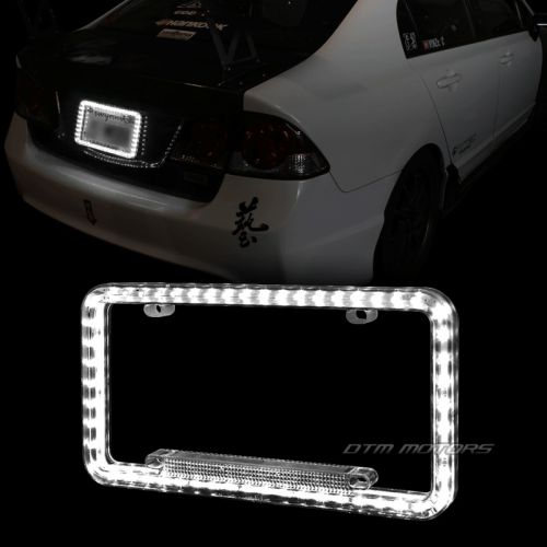 Universal white color led lighting car license plate acrylic plastic frame