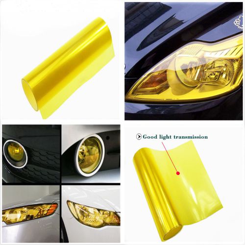 Car suv headlight 100cm x 30cm gloss yellow vinyl wrap film sheet decal sticker