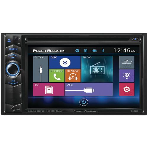 Power acoustik pd-624b 6.2&#034; double-din in-dash lcd touchscreen dvd receiver w...