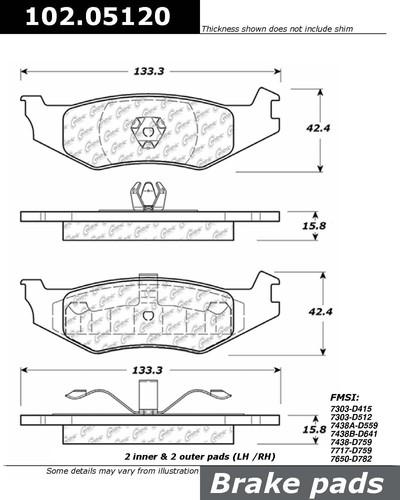 Centric 102.05120 brake pad or shoe, rear-standard metallic brake pad