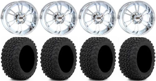 Itp ss112 chrome golf wheels 14&#034; 23x10-14 xt trail tires ez-go &amp; club car