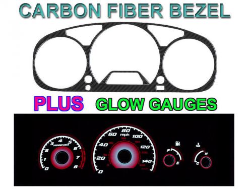 98-02 honda accord v6 carbon fiber cluster bezel + red glow gauge face overlay