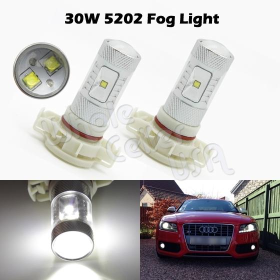 2x h16 5202 5201 led white fog light head lamp high power us shipping