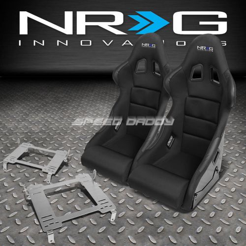 Nrg pair black bucket racing seats+stainless steel bracket for civic fg2 fa1 fd2