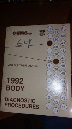 1992 body, vehicle theft alarm, diagnostic procedures, factory service manual