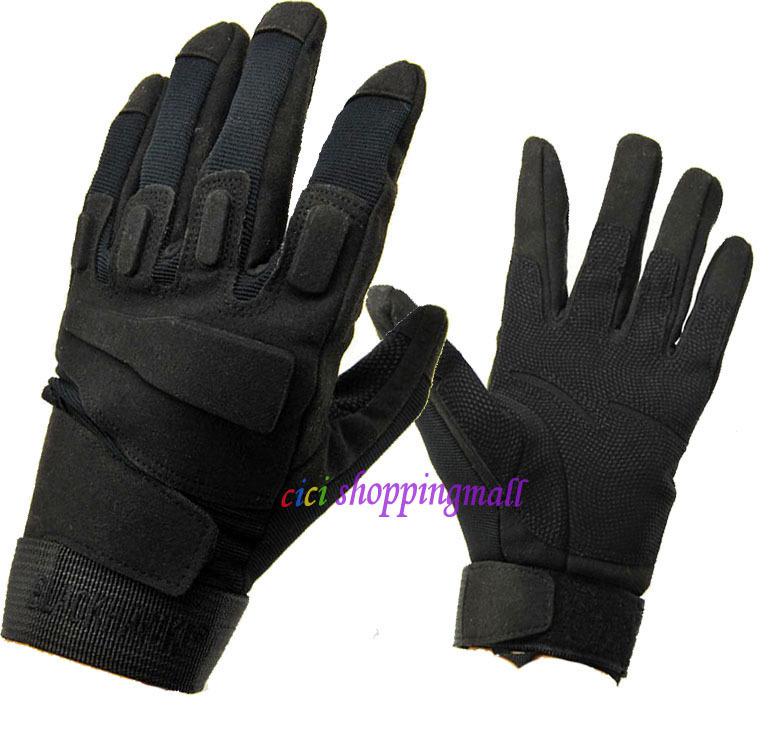 Outdoor sports black military tactical airsoft hunting riding game gloves size l