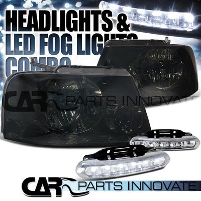 Ford 04-08 f150 lincoln 06-08 mark lt euro smoke headlights+6-led fog lamps