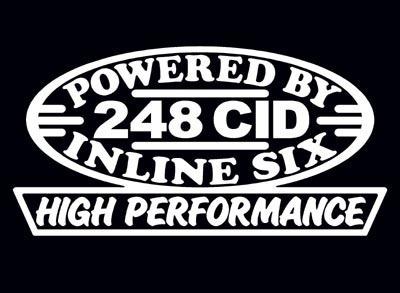 2 high performance 248 cid decal set hp inline straight 6 engine emblem stickers