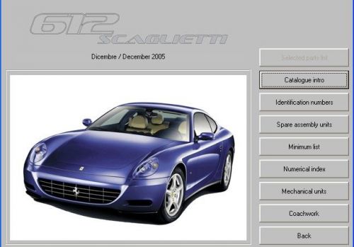 Ferrari spare parts catalogue 612 scaglietti