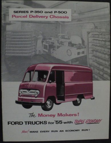 1955 ford truck series p 350 &amp; p 500 parcel delivery chassis brochure original