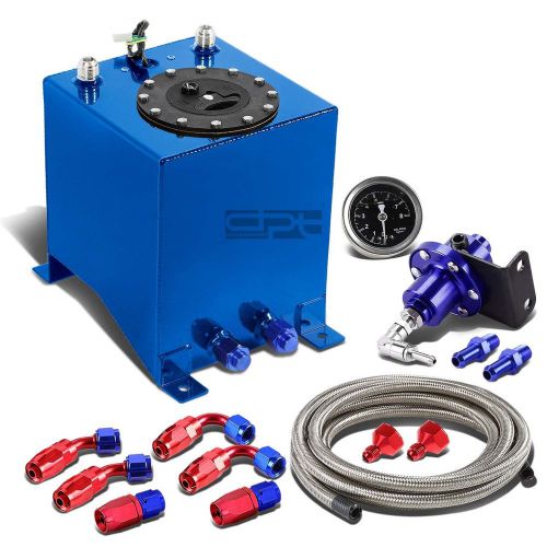 2.5 gallon aluminum fuel cell tank+cap+oil feed line+1:1 pressure regulator blue