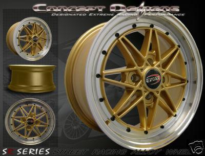 15" evoke™ c16 wheels rims alloy 4 lug gold pcd 4x100  new