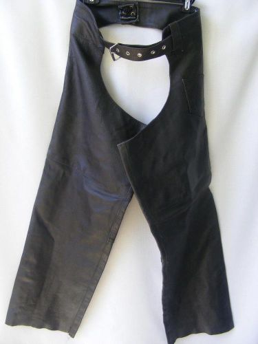 Xelement usa chaps 34 black leather motorcycle rider mens biker riding gear m