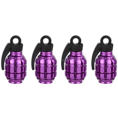 4 pcs tire wheel rim stem air valve caps car truck bike grenade suv purple cnog