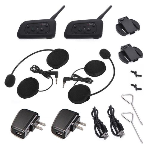 2x bt bluetooth motorcycle helmet intercom interphone headset 1200m 6 rider