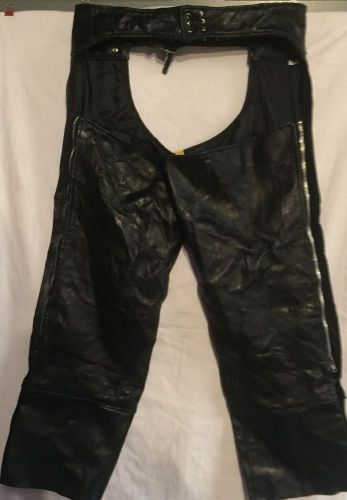 Unisex leather motorcyle chaps size large