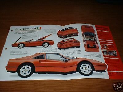 ★1986 ferrari 328 gts spec sheet brochure poster print photo info 86 85 87 89 88